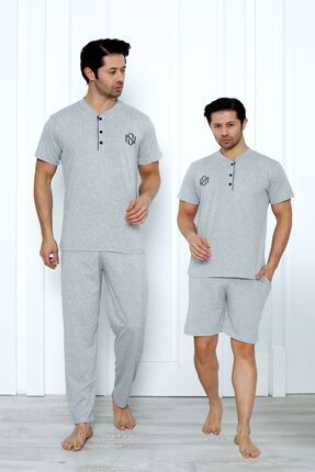 Erkek Pamuk Pijama Takımı 3 Parça - Babalar Günü Hediyesi