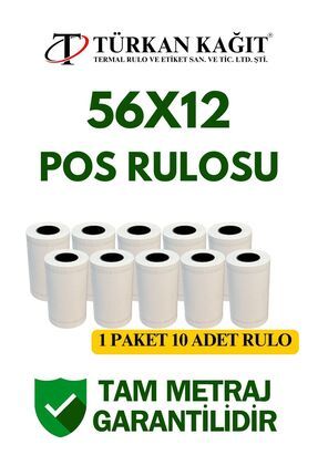 56x12 Termal Pos Rulosu 1 Paket 10 Adet