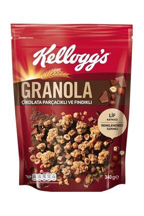 Granola Çikolata Parçacıklı Ve Fındıklı 340gr, %44 Yulaf, Lif Kaynağı, Kahvaltılık Gevrek