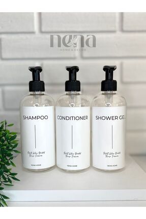 3'lü Banyo Seti Şampuan Duş Jeli Ve Saç Kremi Şişesi Plastik 500 ml