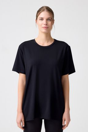 x Melodi Siyah Oversize Geniş Kalıp Tişört Boyfriend T-Shirt