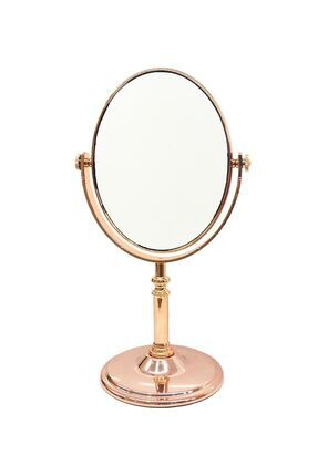 Rose Makyaj Traş Aynası Çift Taraflı Büyüteçli Büyük Boy Ayaklı Oval Ayna