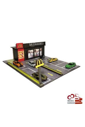 1/64 Ölçek Mc Donald's Araç Otoparkı Diorama Diecast Sergileme Standı Rafı Araba Garajı Oyuncak