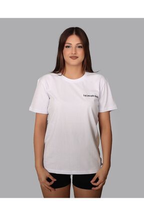 Lamakaeb Pure Stylish Comfort Fit Pamuklu Bisiklet Yaka White T shirt Kad n Fiyat Yorumlar Trendyol