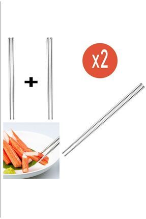 Metal Çöpstik Chopstick 2'li Paslanmaz Çelik Çin Çubuğu Sushi Suşi