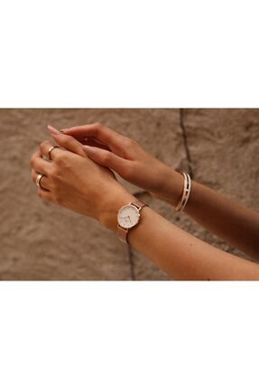 Women Rose Gold and White Petite Melrose Watch 28 mm