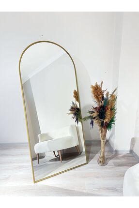 80x180 Metal Çerçeve Gold Oval Ayaklı Boy Aynası