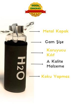 Cam Termos Matara - Metal Kapaklı Suluk Kılıflı Bottle Koku Yapmaz Şişe Sürahi Özel Üretim