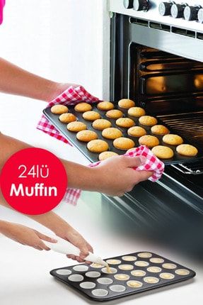 24'lü Mini Muffin Kalıbı | 24 Lü Muffin Kek Kalıbı Yanmaz Yapışmaz