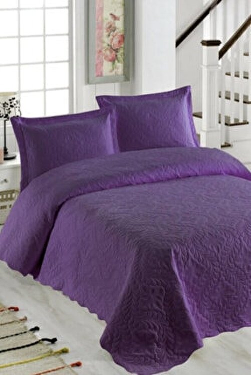 Ortum Sarmasik Cift Kisilik Duz Renk Yatak Ortusu Takimi Mor Fiyati Yorumlari Trendyol