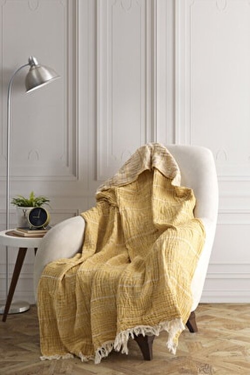 saheser 3 katli jakarli iplik boyali muslin throw koltuk sali tv ortusu etno hardal fiyati yorumlari trendyol