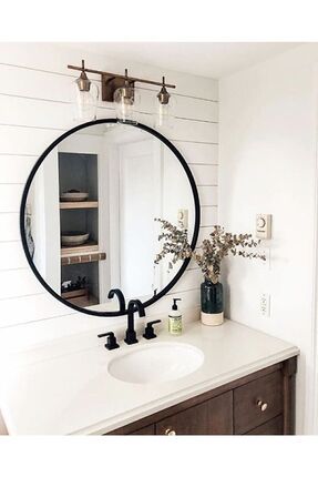 Yuvarlak Ayna 45 cm Siyah Dresuar Hol Koridor Duvar Salon Banyo Wc Ofis Çocuk Yatak Odası Boy
