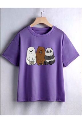 Pandalar Baskılı Kız/erkek Çocuk Tişört