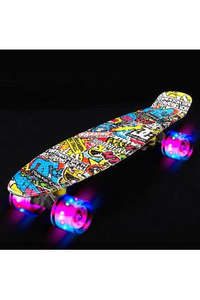 Çok Renkli Skateboard Led Işıklı Emojili Kaykay