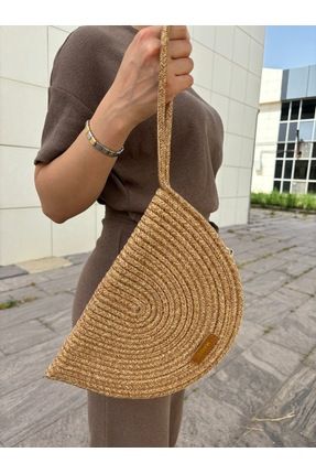 Moss Fermuarlı Hasır Jüt Vegan Clutch Çanta