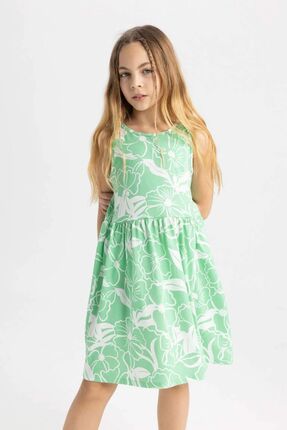 Kız Çocuk Desenli Kolsuz Elbise B4338a824sm
