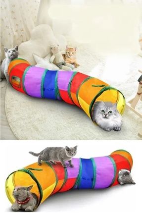 Kıvrımlı Kedi Tüneli Katlanır Gökkuşağı S Kıvrımlı Kedi Köpek Oyun Tüneli Evcil Hayvan Oyun Tüneli