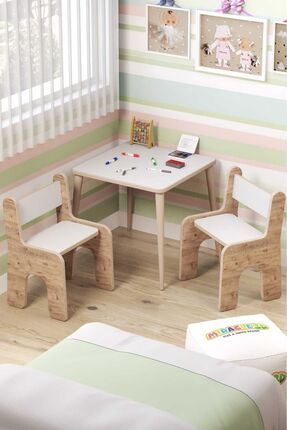 Çocuk Oyun Etkinlik Çalışma Masası Ve Sırt Dayamalı Sandalye Aktivite Masası(2-4 YAŞ ARASI)