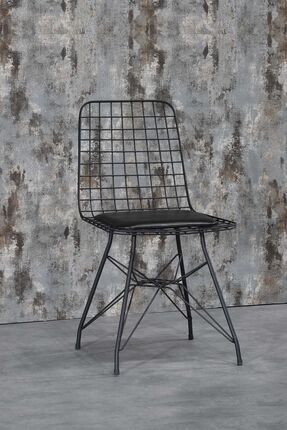 Koket Siyah Tel Sandalye- Mutfak Masa Sandalyesi