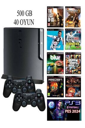 Playstation 3 Slim 500 Gb ( Yenilenmiş ) 2 Kablosuz Kol 40 Dijital Oyun Garantili Ürün
