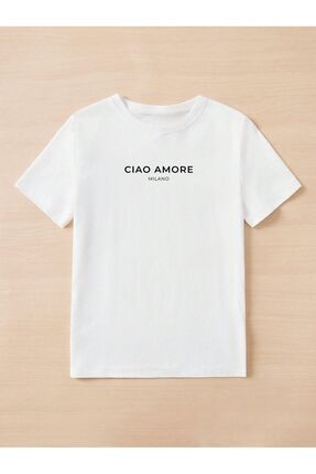 Cool Art Ciao Amore Milano Ti ort Beyaz Bask l Oversize Yazl k K sa Kol T Shirt Bisiklet Yaka Fiyat Yorumlar Trendyol