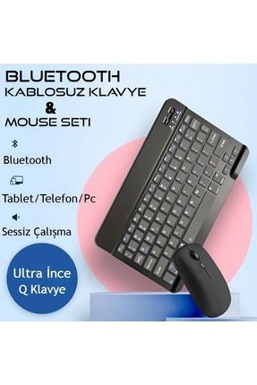 Akıllı Klavye ve Mause Seti Taşınabilir Şarj Edilebilir Kablosuz Bluetooth Tüm Cihazlara Uyumlu