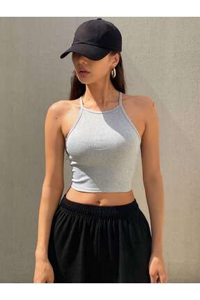 Liona Ask l Halter Yaka Yuzucu S rtl Gri Renk Fitilli Crop Top Bluz Fiyat Yorumlar Trendyol