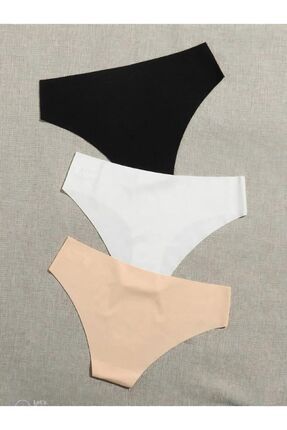 Kadın Lazer Kesim Dikişsiz Kilot iz Yapmayan Yumuşak Külot Mikro Kumaş Bikini Külot 3'lü Paket