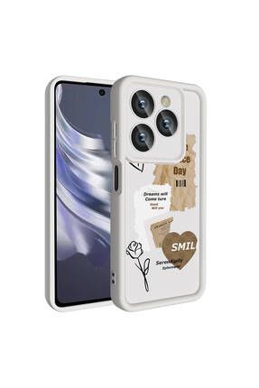 Tecno Spark 20 Pro 5g Kılıf Yumuşak Renkli Lansman Silikon Coffe Desenli 3d Çıkıntılı Kenarlı Koruma