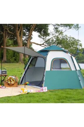 8 Kişilik Oval Otomatik Kamp Çadırı 280x240x160cm Dayanıklı Piknik Çadır Taşıma Çantalı Su Geçirmez