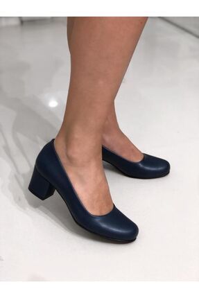 Kadın Lacivert Hostes Ayakkabısı / Klasik Topuklu Ayakkabı