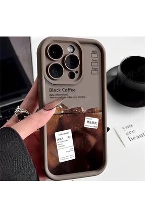 İphone 14 Pro Max Kılıf Yumuşak Renkli Lansman Silikon Coffe Desenli 3d Çıkıntılı Kenarlı Korumalı