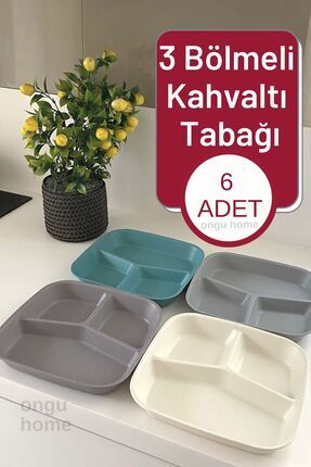 6 Adet Kahvaltı Tabağı Üç Bölmeli Tabak Mama Tabağı Tabldot