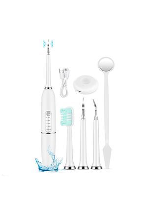 Elektrikli Diş Taşı Temizleyici Diş Tartar Sökücü Usb Şarjlı Diş Fırçası Kiti-Beyaz