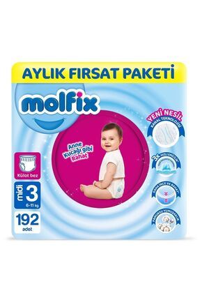 Pants Bebek Bezi 3 Beden Midi Aylık Fırsat Paketi 192 Adet