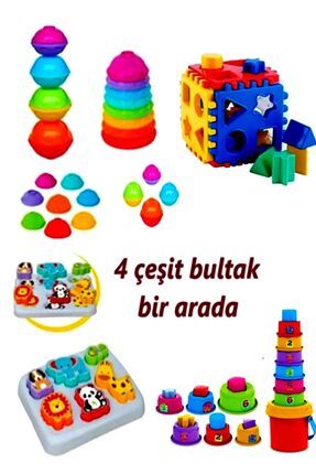 Hediyelik Silindir Kule Bultak+sevimli Hayvanlar Bultak+toplu Mini Kule Set Oyun