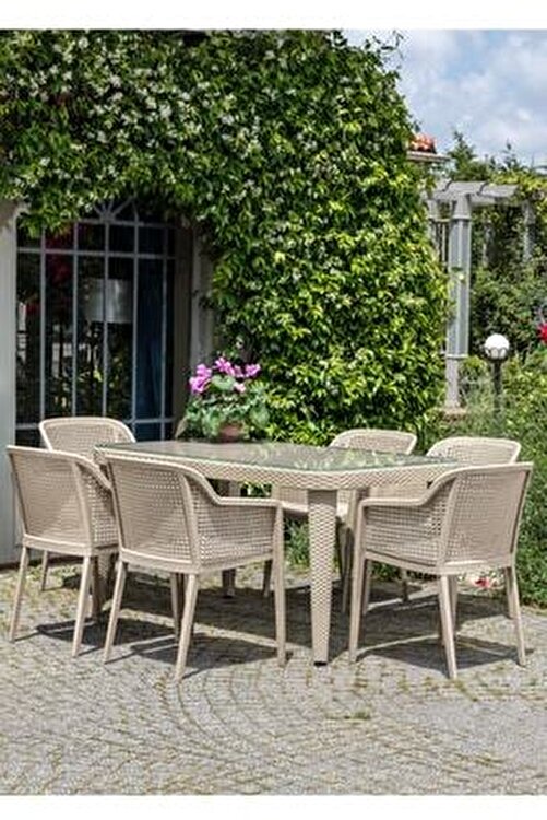 Sandalye Online Octa 6 1 Bahce Balkon Masa Sandalye Takimi Kum Beji Cam Tabla 90x150 Cm Fiyati Yorumlari Trendyol