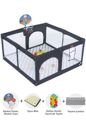 Playard Basket Potalı Güvenli Bebek Ve Çocuk Oyun Alanı Oyun Parkı 125x125 Oyun Matı Ve Topları