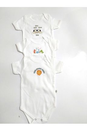 Bebek Basic Pamuk Penye Bisiklet Yaka 3 Lü Kısa Kol Body Zıbın Hediye Bebek Mama Önlüğü