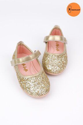 Gold Simli Cırtlı Kız Çocuk Ayakkabı