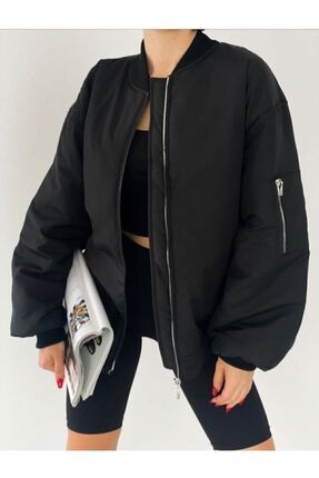 Siyah Bomber Mont