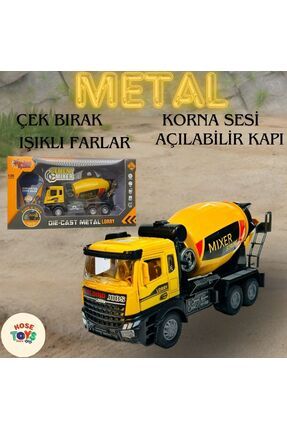 Beton Mikseri kamyon iş makinesi metal ışıklı sesli çek bırak 1:28 ölçek 21 cm