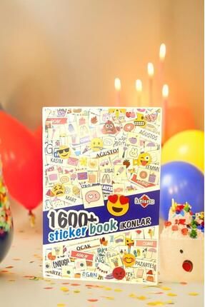 16 Sayfa 1600+ İkonlar Emoji Sticker Book Etiket Kitabı Sticker Defteri A5 Boyut Etiket Seti