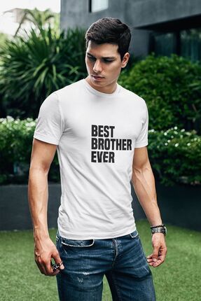 qoeuyl boutique Best Brother Ever Bask l Erkek Karde Abi Do um Gunu Hediyelik Beyaz Unisex T Shirt Fiyat Yorumlar Trendyol