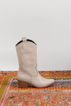 Kadın Topuklu Kovboy Çizme Uzun Cowgirl Bot