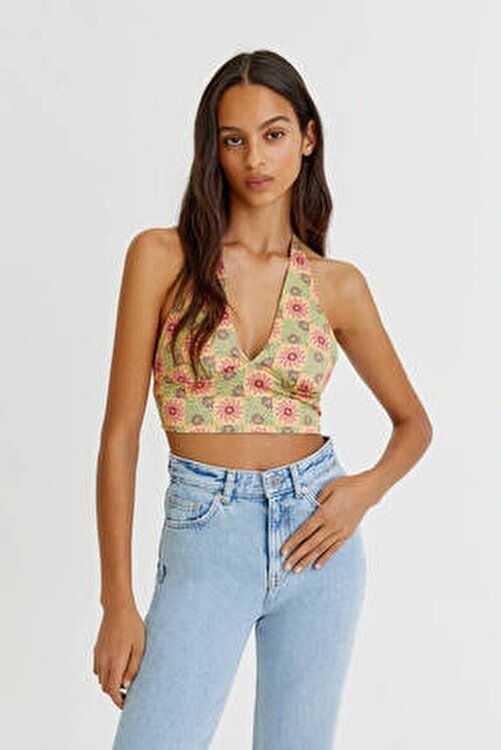 Pull \u0026 Bear Çift Taraflı Desenli Crop 