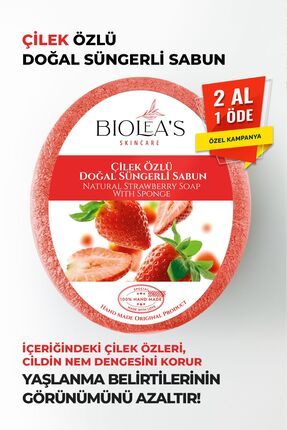 Çilek Özlü Doğal Süngerli Sabun 130 gr