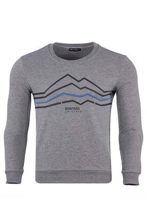 Büyük Beden Regular Fit Bisiklet Yaka Baskılı Sweatshirt