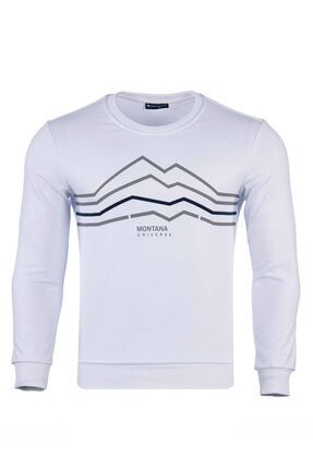 Büyük Beden Regular Fit Bisiklet Yaka Baskılı Sweatshirt