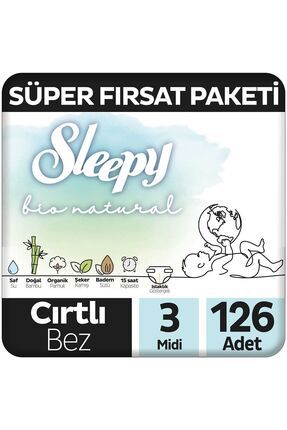 Bio Natural Süper Fırsat Paketi Bebek Bezi 3 Numara Midi 126 Adet